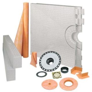 Kerdi Shower 32 in. x 60 in. Shower Kit in ABS with Brushed Brass Anodized Aluminum Drain Grate KK81152ABSAMGB