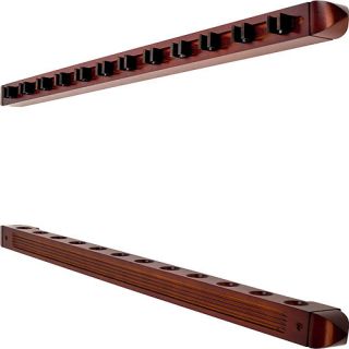 12 Cue Wall Mount Rack, Natural Wood Finish