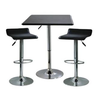 AmeriHome 35 in. H Contemporary Style Adjustable Height Bar Table with 2 Backless Stools (3 Piece) BSSET8