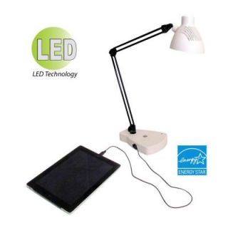 HomeSelects 24 in. White LED Swing Arm Task Lamp 7607