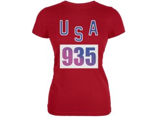 Team Bruce Jenner USA 935 Olympic Costume Red Juniors Soft T Shirt