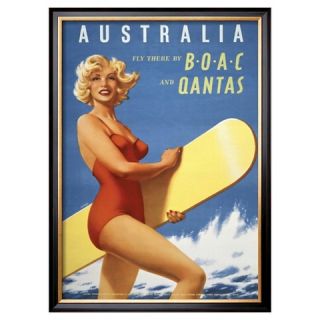 Art   Fly to Australia by BOAC and Qantas   Framed Print