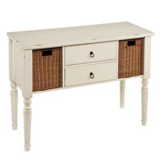 Southern Enterprises Caesar Antique White 2 Drawer Console Table with Storage Basket HD022161