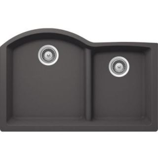 SCHOCK EDO Undermount Composite 33 in. 0 Hole 70/30 Double Bowl Kitchen Sink in Basalt EDON175YU041