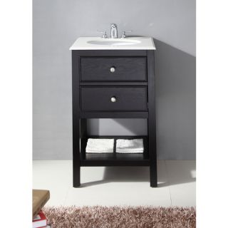 Fairfield Black 20 inch Bath Vanity and White Quartz Marble Top