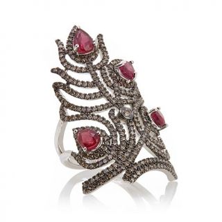 Rarities Fine Jewelry with Carol Brodie Ruby and Champagne Diamond Sterling Si   7828196