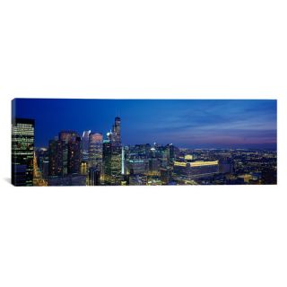 Panoramic Illinois, Chicago, Twilight Photographic Print on Canvas