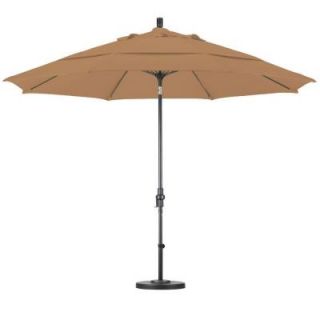 California Umbrella 11 ft. Fiberglass Collar Tilt Double Vented Patio Umbrella in Straw Olefin GSCUF118117 F72 DWV