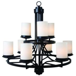 Yosemite Home Decor Columbia Rock 9 Light Oil Rubbed Bronze Hanging Chandelier with White Glass Shade 101 9U ORB