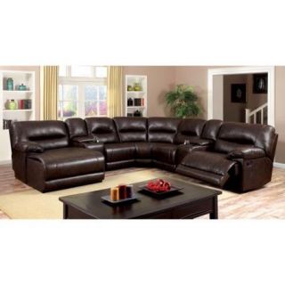 Furniture of America Rollison Sectional Sofa with Cup Holders