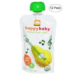 Happy Baby Stage 1 Pear Food Pouch Pear (Pack of 12)   15827594
