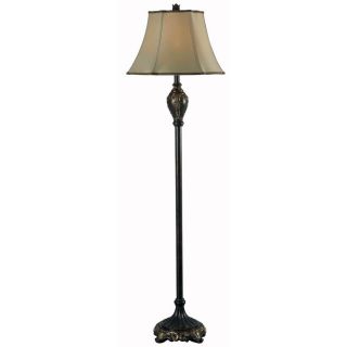 Kenroy Home Contessa 62 in Three Way Bronze/Gold Shaded Floor Lamp with Fabric Shade