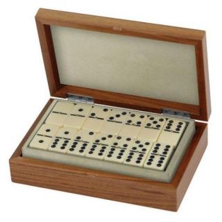 Jacques Double Nine Dominoes in Walnut and Leather Case