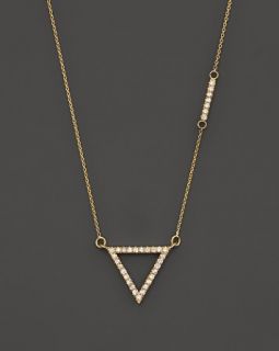 Diamond Open Triangle Pendant Necklace with Asymmetrical Bar in 14K Yellow Gold, .18 ct. t.w.