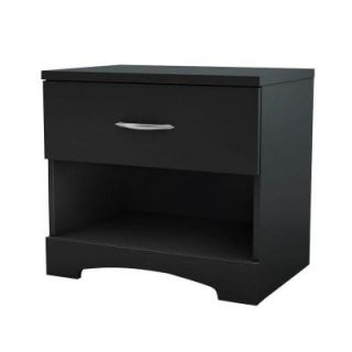 South Shore Furniture Majestic 1 Drawer Nightstand in Pure Black 3107062