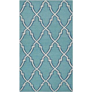 Safavieh Dhurries Light Blue and Ivory Rectangular Indoor Woven Area Rug (Common 4 x 6; Actual 48 in W x 72 in L x 0.33 ft Dia)