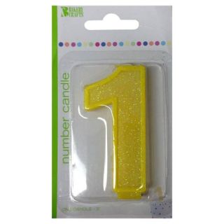 Bakery Crafts Glitter Number 1 Birthday Candle, Yellow, 3"