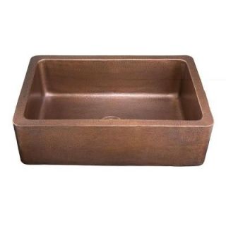 SINKOLOGY Adams Farmhouse Apron Front Handmade Pure Solid Copper 33 in. Single Bowl Kitchen Sink in Antique Copper K1A 1004ND