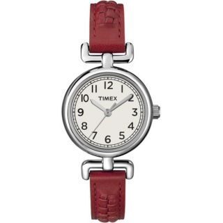 Timex Womens T2N6619J Petite Casual Red Woven Strap Watch