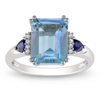 Miadora 14k White Gold Blue Topaz, Sapphire and Diamond Accent