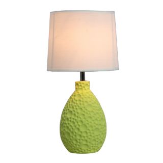Simple Designs 14.17 in Green Indoor Table Lamp with Fabric Shade