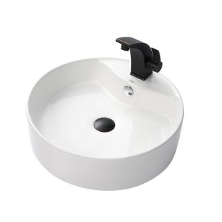 Kraus Illusio Oil Rubbed Bronze Vessel Round Bathroom Sink with Faucet with Overflow (Drain Included)