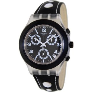 Swatch Mens Irony SVCK4072 Black Leather Swiss Quartz Watch with