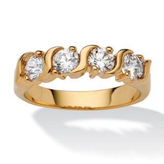 PalmBeach 1 TCW Round Cubic Zirconia S Style Ring in Yellow 18k Gold