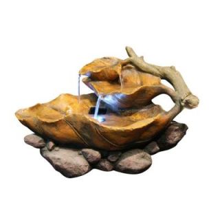 Alpine Tabletop Leaf Fountain with White LED Lights WIN622