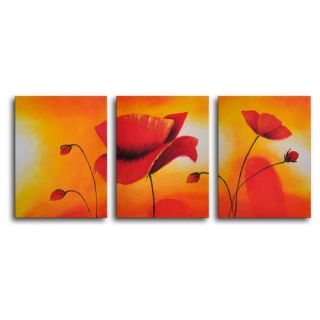 My Art Outlet Hand Painted Lava Lamp Poppies 3 Piece Canvas Art Set