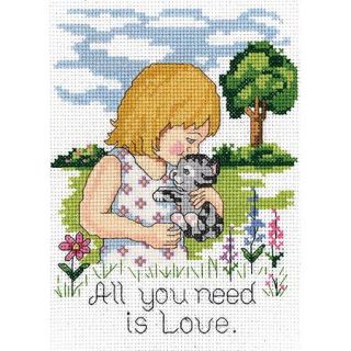 All You Need Is Love Mini Counted Cross Stitch Kit, 5" x 7", 14 Count