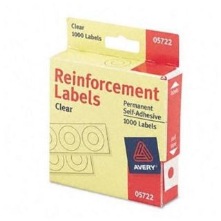 Avery Reinforcement Label   0.25" Diameter   Polyvinyl   1000 / Pack   Clear (AVE05722)