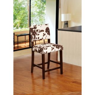 Oh Home Holcombe Stationary Counter Stool Plush Cow Print Seat & Back