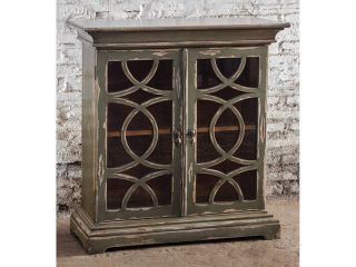 Duran Mahogany Wood Console Cabinet with Glass Door