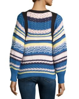 See by Chloe Jewel Neck Striped Sweater, Pink/Blue