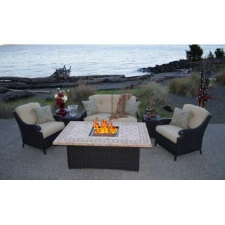 Estrada All Weather Wicker Fire Pit Chat Set