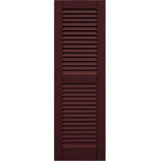 Winworks Wood Composite 15 in. x 47 in. Louvered Shutters Pair #657 Polished Mahogany 41547657