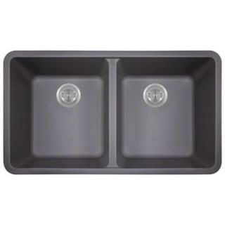 Polaris Sinks Undermount Composite 33 in. Double Bowl Kitchen Sink in Silver P208 Silver