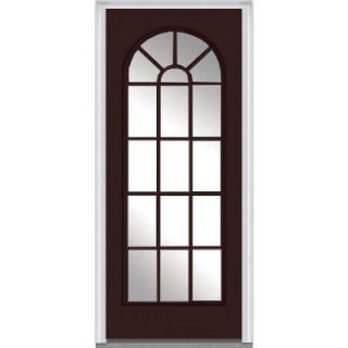 Milliken Millwork 32 in. x 80 in. Clear Glass Round Top Full Lite Painted Majestic Steel Prehung Front Door Z004842L