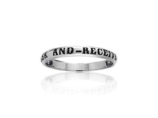Bling Jewelry Sterling Silver Ask and Receive Message Ring
