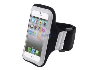 Insten White / Black Running Sport Armband Case Cover + Mirror LCD Screen Protector Compatible with Apple iPhone 5