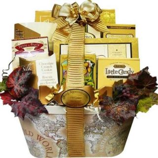 Old World Charm Gourmet Food/ Snacks Gift Basket Meltable Chocolate, Temps BELOW 75 Degrees F