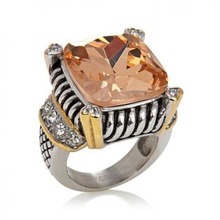 Emma Skye Jewelry Designs Textured 2 Tone Crystal Stainless Steel Ring   7747916