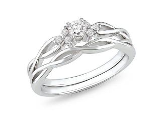 1/6ct Diamond TW Bridal Set Ring 10k White Gold
