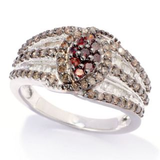 Sterling Silver 1ct TDW Red and Champagne Diamond Ring (H I, I2 I3