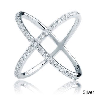 Blue Box Jewels .925 Sterling Silver Cubic Zirconia Criss Cross X Ring