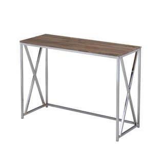 Reclaimed Wood Chrome Finish Sofa Console Table