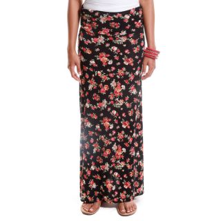 Hadari Womens Contemporary Floral Print Foldover Maxi Skirt