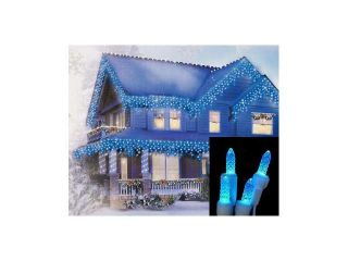 Set of 70 Blue LED M5 Icicle Christmas Lights   White Wire