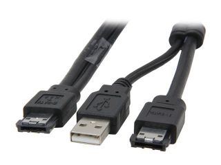 StarTech ESATAUSBMM3 3 ft. eSATA and USB A to Power eSATA Cable   M/M M M